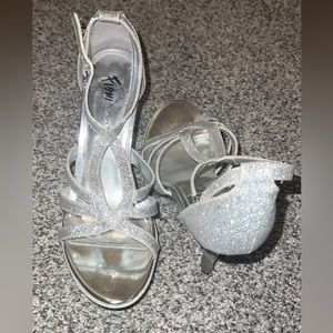 Silver Open-Toe Prom Heels